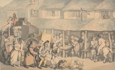 Bodmin Cornwall: Die Ankunft der Postkutsche von Thomas Rowlandson