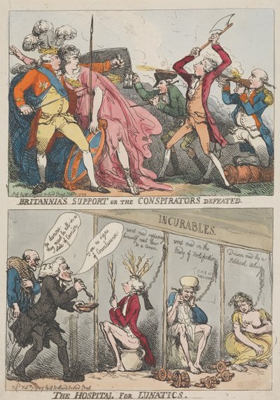 Britanniens Unterstützung oder die Verschwörer besiegt - Das Krankenhaus für Geisteskranke von Thomas Rowlandson