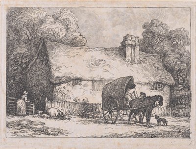 Hütte mit Wagen und Schweinen von Thomas Rowlandson