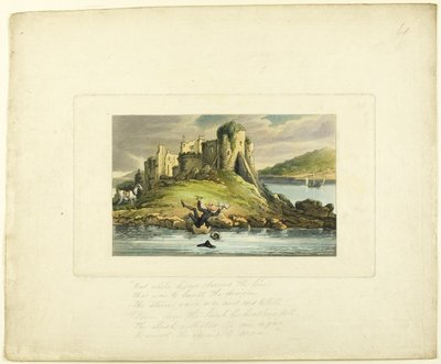 Doktor Syntax stürzt ins Wasser, aus Die Reise von Doktor Syntax von Thomas Rowlandson