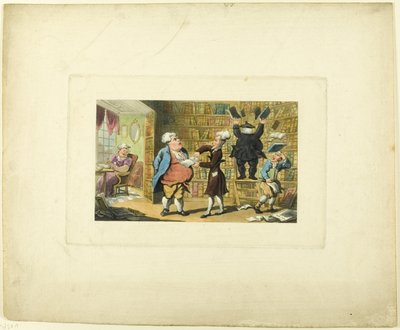 Doktor Syntax und der Buchhändler, aus Die Reise von Doktor Syntax von Thomas Rowlandson
