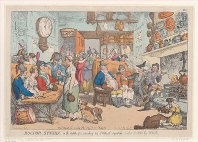 Doktor Syntax, mitten in einem heißen politischen Streit, wünscht sich zu entkommen von Thomas Rowlandson