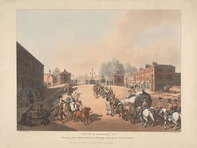 Eingang von Mile End oder White Chaple Turnpike (Nr.5) von Thomas Rowlandson