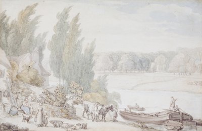 Bauernhof am Ufer eines Flusses von Thomas Rowlandson
