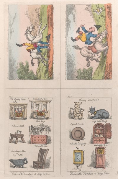 Modische Möbel in Hogs Norton, Mathematische Reitkunst, 1809 von Thomas Rowlandson