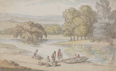 Figuren an einer Fähre von Thomas Rowlandson