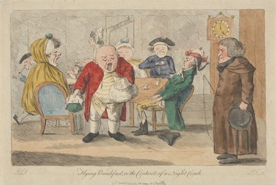 Fliegendes Frühstück oder der Inhalt einer Nachtkutsche von Thomas Rowlandson