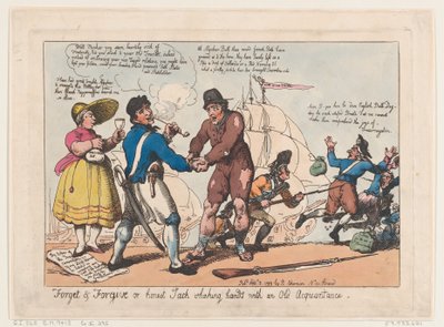 Vergessen und Vergeben, oder Ehrlicher Jack schüttelt die Hand eines alten Bekannten von Thomas Rowlandson