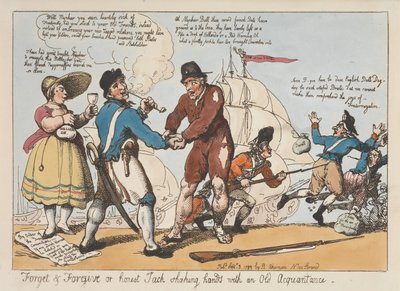 Vergessen und Vergeben oder Ehrlicher Jack schüttelt einem alten Bekannten die Hand von Thomas Rowlandson