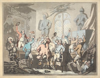 Fuchsjagd [Satz von sechs]: 6. Das Abendessen von Thomas Rowlandson