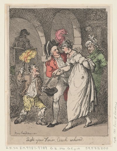 Licht Euer Ehren, Kutsche nicht gemietet, 1811 von Thomas Rowlandson