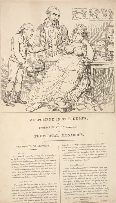 Melpomene in den Tiefen oder Kinderspiel verteidigt von Theatralischen Monarchen von Thomas Rowlandson