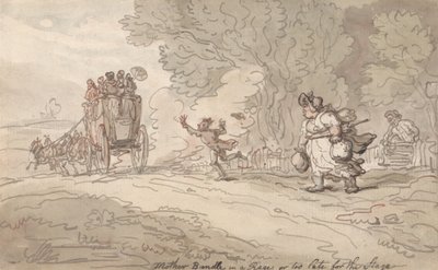 Mutter Bündel in Wut oder Zu spät für die Bühne von Thomas Rowlandson