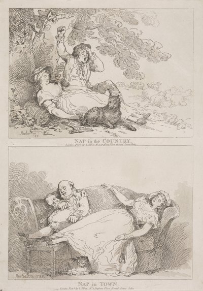 Schläfchen auf dem Land - Schläfchen in der Stadt von Thomas Rowlandson