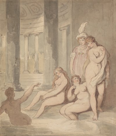Nymphen in einem römischen Bad von Thomas Rowlandson