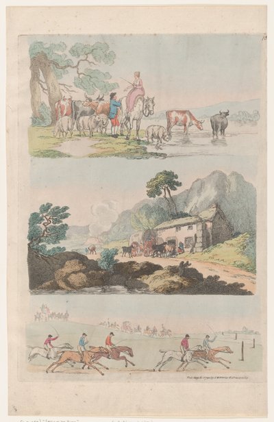 Tafel 10, Umrisse von Figuren, Landschaften und Vieh... für den Gebrauch von Lernenden, 6. August 1790 von Thomas Rowlandson