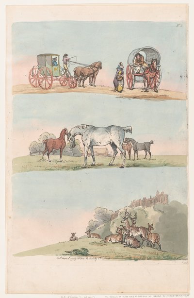 Tafel 3, Umrisse von Figuren, Landschaften und Vieh... für die Verwendung von Lernenden, März 8, 1790 von Thomas Rowlandson