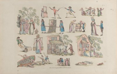 Tafel 8, Umrisse von Figuren, Landschaften und Vieh... für Lernende, 20. Juni 1790 von Thomas Rowlandson