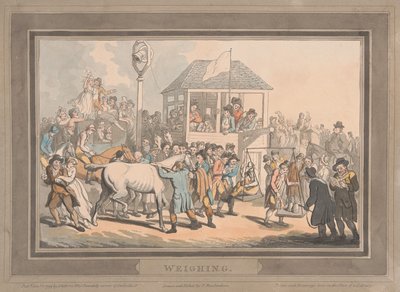 Rennen [Satz von sechs]: 2. Wiegen von Thomas Rowlandson