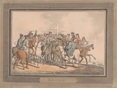 Rennen [Satz von sechs]: 6. Wetten von Thomas Rowlandson