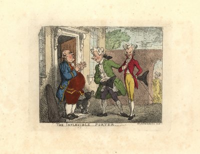Besuchende Herren werden von einem Diener nicht ins Haus gelassen von Thomas Rowlandson