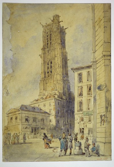 Der Tour Saint-Jacques vor seiner Freilegung im Jahr 1836 von Thomas Shotter Boys