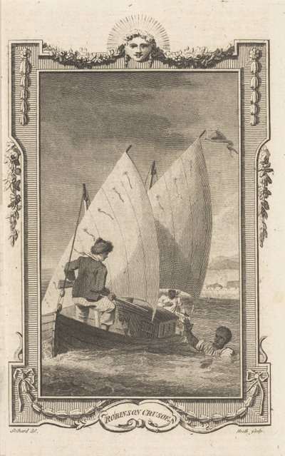 Robinson Crusoe, aus dem Novelists Magazine, veröffentlicht 1781 von Thomas Stothard