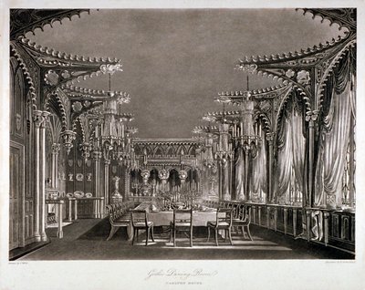 Innenansicht des gotischen Speisezimmers im Carlton House, Westminster, London, 1819 von Thomas Sutherland