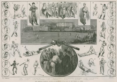 Die amerikanischen Baseballspieler am Kennington Oval - Besuch des Prinzen von Wales (Gravur) von Thomas Walter Wilson