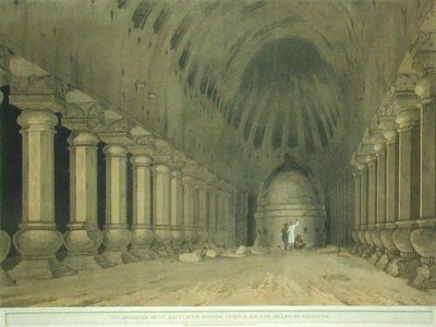 Innenraum eines ausgegrabenen Hindu-Tempels auf der Insel Salsette, Tafel 63 aus 