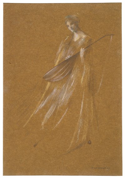 Dame mit Laute von Thomas Wilmer Dewing