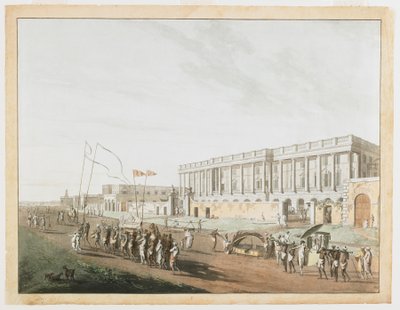 Das Neue Gerichtsgebäude und Chandpam Ghaut aus den Ansichten von Kalkutta von Thomas und William Daniell