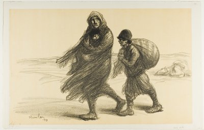 Serbischer Exodus, Tafel einundzwanzig aus Actualités von Théophile Alexandre Pierre Steinlen