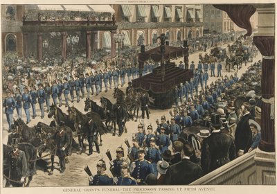 General Grants Beerdigung - Die Prozession zieht die Fifth Avenue hinauf, aus Harpers Weekly von Thure de Thulstrup