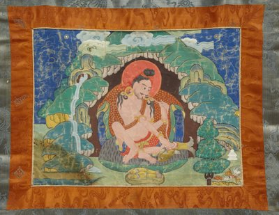 Mahasiddha Luipa, aus einem Teilset von Thangkas, frühes 19. Jahrhundert von Tibetan School