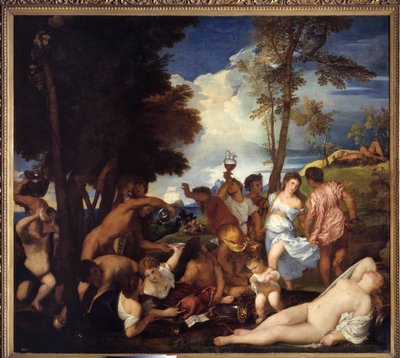 Ankunft des Bacchus auf der Insel Andros (Bacchanal der Andrier) von Tiziano Vecelli