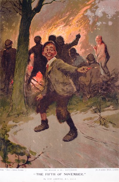 Der fünfte November, aufgeregter Junge in der Bonfire Night von Tom Browne