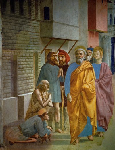 Der Schatten des heiligen Petrus fällt auf die Kranken von Tommaso Masaccio