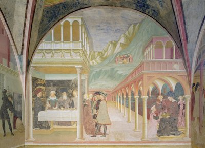 Das Bankett des Herodes, aus dem Zyklus des Lebens von Johannes dem Täufer von Tommaso Masolino da Panicale