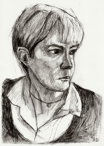 Nachdenkliche Frau Skizze von Tore Bahnson