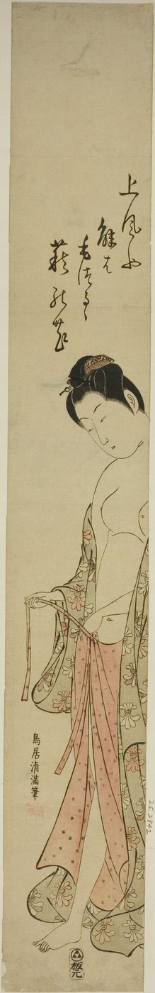 Frau zieht sich nach einem Bad an von Torii Kiyomitsu I