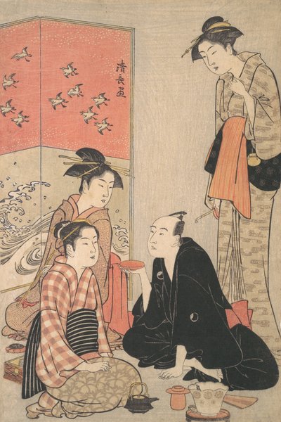 Der Kabuki-Schauspieler Sawamura Sojuro III und Kurtisanen, ca. 1783-84 von Torii Kiyonaga