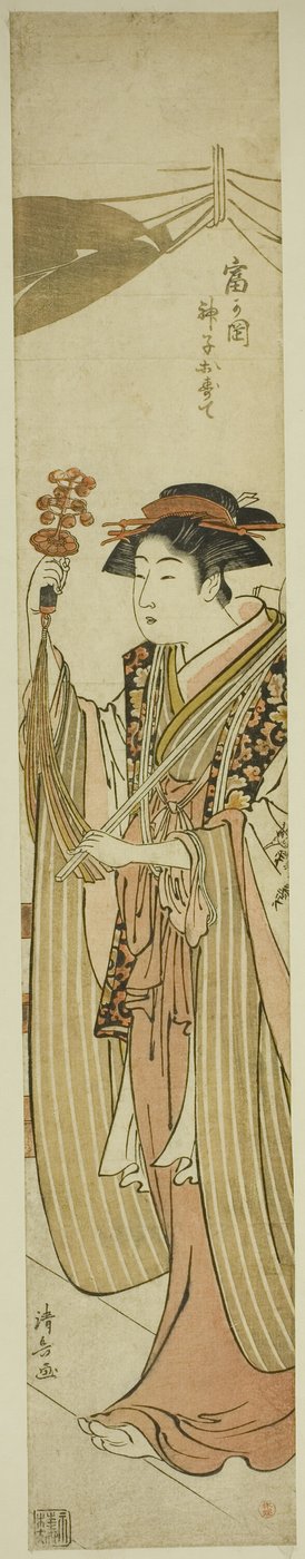 Die Schrein-Maid Osute vom Tomigaoka-Schrein von Torii Kiyonaga
