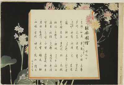 Indexseite, Drucke .51-.100 (Bd.1), aus der Serie "Bilder von keinen Aufführungen (Nogaku Zue)" von Tsukioka Kogyo