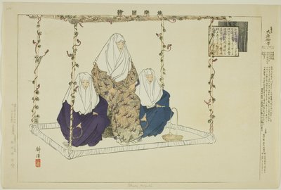 Ohara Miyuki, aus der Serie "Bilder von No-Aufführungen (Nogaku Zue)" von Tsukioka Kogyo