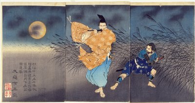 Fujiwara no Yasumasa spielt im Mondlicht Flöte von Tsukioka Yoshitoshi