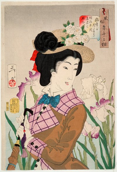 Vorbereitung auf einen Spaziergang: Die Frau eines Adligen aus der Meiji-Zeit von Tsukioka Yoshitoshi