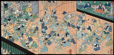 Die Schüler von Uji Jōetsu beim Fechttraining von Tsukioka Yoshitoshi