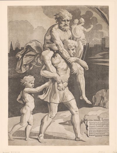 Aeneas flieht mit seiner Familie aus Troja von Ugo da Carpi