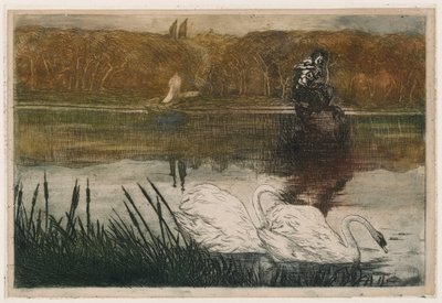 See mit Schwänen von Umberto Boccioni
